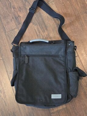 Bella Russo 14" Canvas Messenger Bag Pockets And Storage NWOT Dark Grey